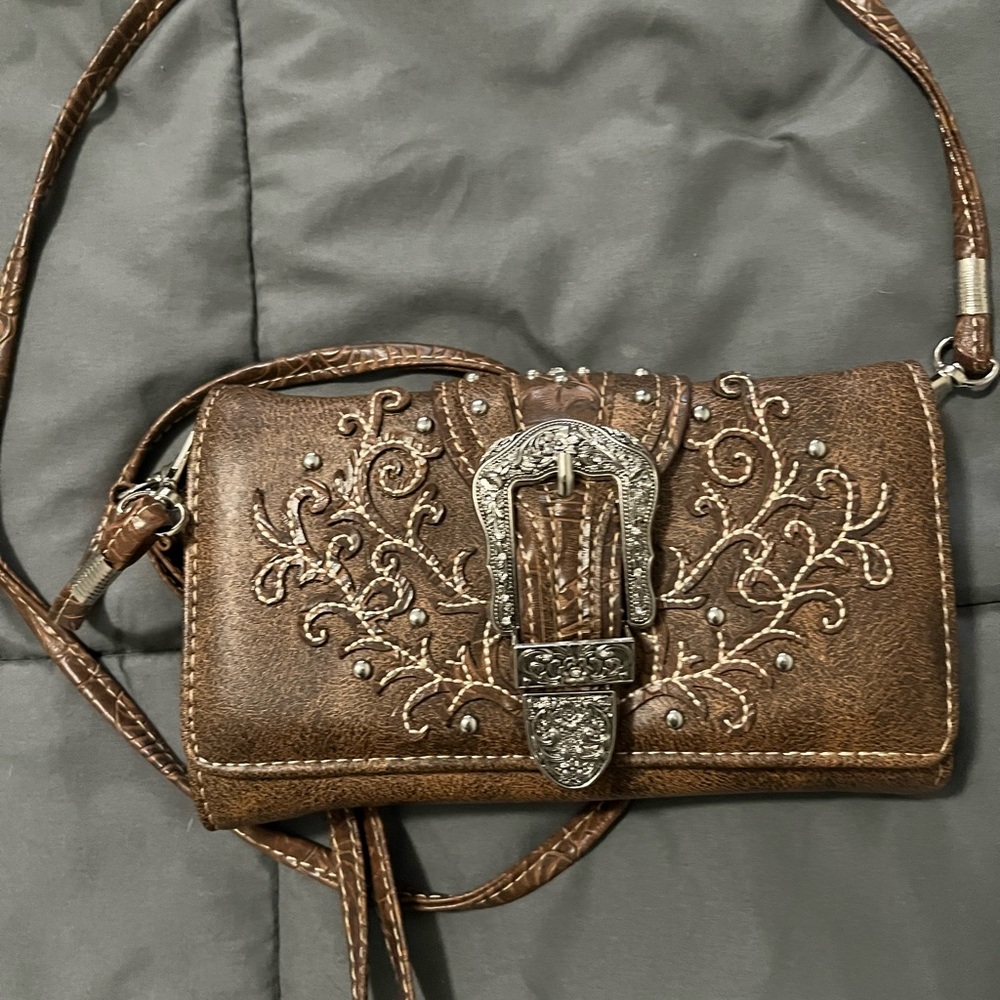 Brown Embroidered Women's Bag